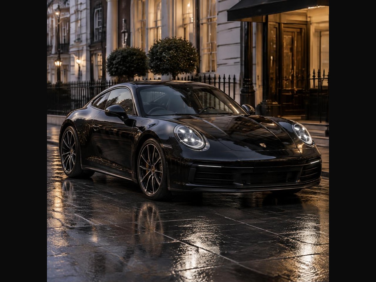 Black Porsche 911 Carrera in Mayfair